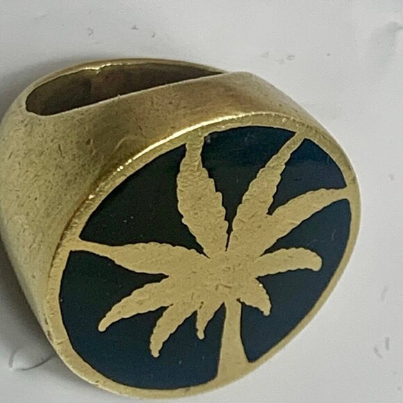 Vintage Brass Black Enamel WEED Ring - Picture 9 of 9